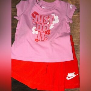 Nike Kids Pink and Red 'Just Do It' Matching Set